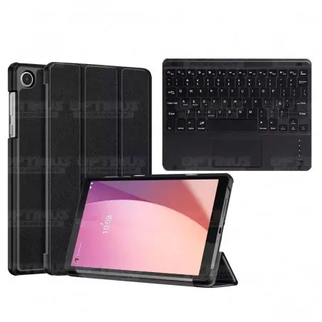 Kit Case Folio Protector + Teclado Mouse Touchpad Bluetooth para Tablet Lenovo Tab M8 4ta Gen 8 Pulgadas 2023