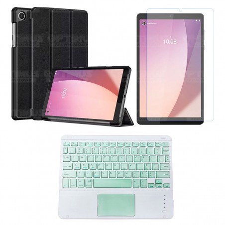 Kit Vidrio templado + Case Protector + Teclado Touchpad Bluetooth Tablet Lenovo Tab M8 4ta Generación TB-300FU 8 Pulgadas 2023