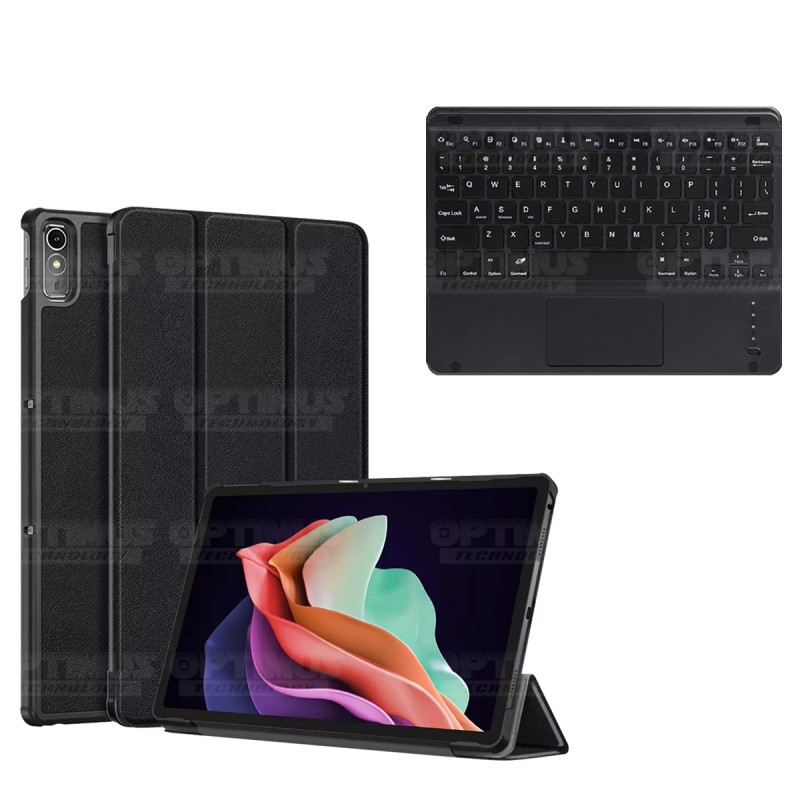 Kit Case Folio Protector + Teclado Mouse Touchpad Bluetooth para Tablet Lenovo Tab P11 2da Generación TB-350FU 11.5 Pulgadas