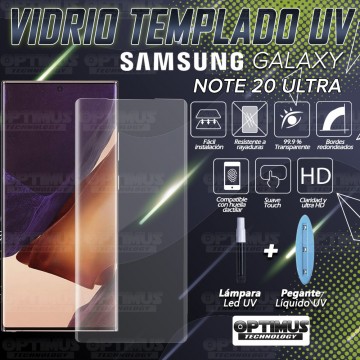 Combo Vidrio UV Completo de Pantalla + Cristal Cerámico de cámara para celular Samsung Galaxy Note 20 Ultra OPTIMUS TECHNOLOGY™ 