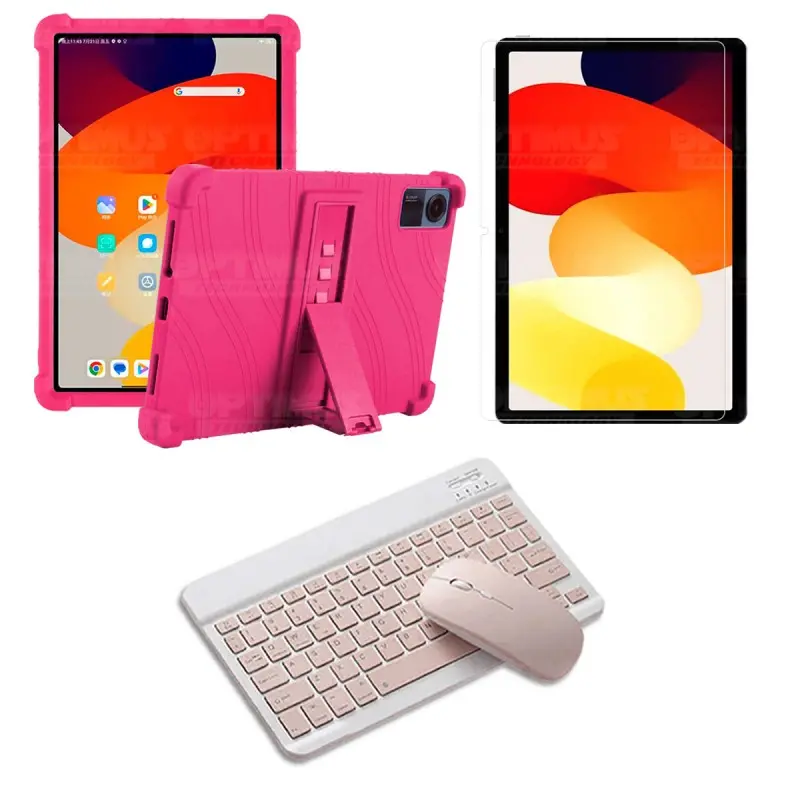 Kit Vidrio templado + Estuche Protector Goma + Teclado Bluetooth Tablet Xiaomi Redmi Pad SE 11 Pulgadas 2023 Wifi