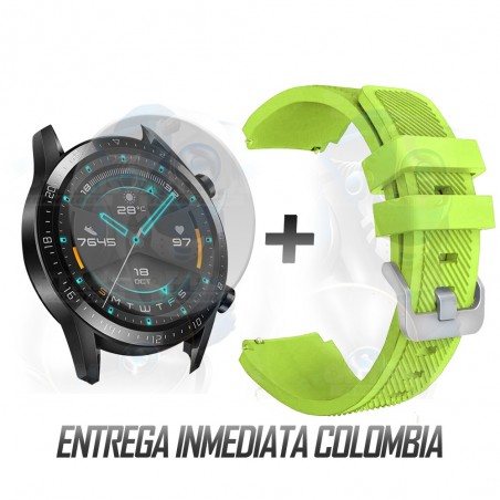 Kit Correa Pulso Manilla de Goma Y Vidrio Templado Huawei Gt 2 46mm