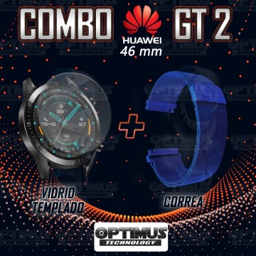 Kit Manilla Pulso Correa Magnética de color Y Vidrio Templado Huawei GT 2 46mm | OPTIMUS TECHNOLOGY™ | CRR-MG-VTP-HW-GT2-46 |