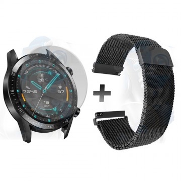 Kit Manilla Pulso Correa Magnética de color Y Vidrio Templado Huawei GT 2 46mm | OPTIMUS TECHNOLOGY™ | CRR-MG-VTP-HW-GT2-46 |