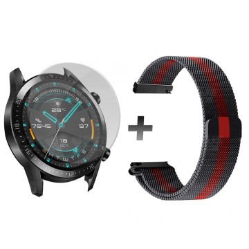 Kit Manilla Pulso Correa Magnética de color Y Vidrio Templado Huawei GT 2 46mm | OPTIMUS TECHNOLOGY™ | CRR-MG-VTP-HW-GT2-46 |