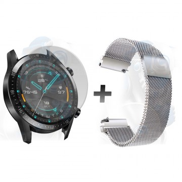 Kit Manilla Pulso Correa Magnética de color Y Vidrio Templado Huawei GT 2 46mm | OPTIMUS TECHNOLOGY™ | CRR-MG-VTP-HW-GT2-46 |
