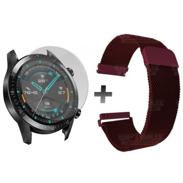 Kit Manilla Pulso Correa Magnética de color Y Vidrio Templado Huawei GT 2 46mm | OPTIMUS TECHNOLOGY™ | CRR-MG-VTP-HW-GT2-46 |