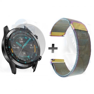 Kit Manilla Pulso Correa Magnética de color Y Vidrio Templado Huawei GT 2 46mm | OPTIMUS TECHNOLOGY™ | CRR-MG-VTP-HW-GT2-46 |