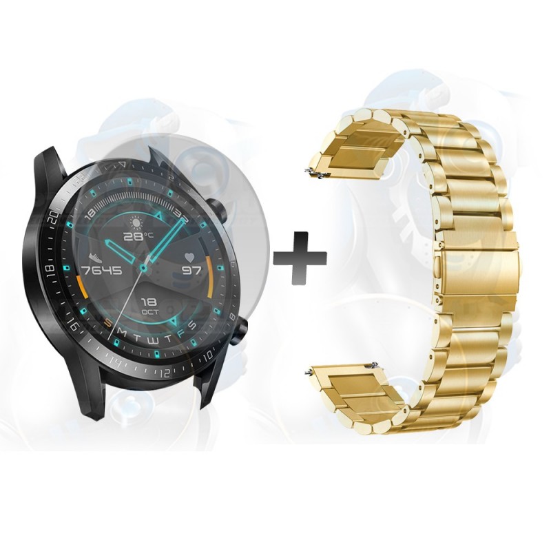 Vidrio Templado Y Correa De Metal Smartwatch Reloj Inteligente Huawei Gt2 46mm | OPTIMUS TECHNOLOGY™ | CRR-MT-VTP-HW-GT2-46 |