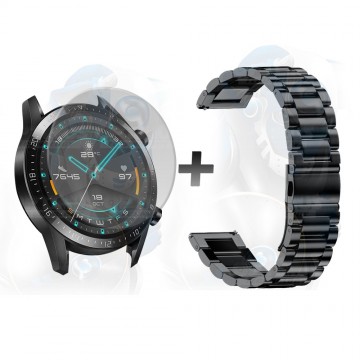 Vidrio Templado Y Correa De Metal Smartwatch Reloj Inteligente Huawei Gt2 46mm | OPTIMUS TECHNOLOGY™ | CRR-MT-VTP-HW-GT2-46 |