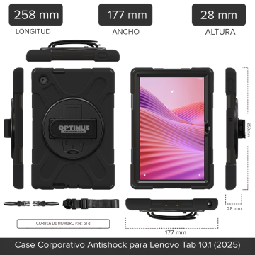 Estuche De Correa Negro 360 4 Capas Para Lenovo Tab 10.1" Pulgadas Tb-311FU / TB-311 v3
