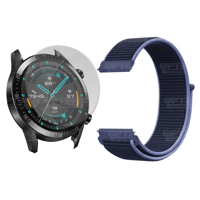 KIT Correa tipo velcro tela suave y Vidrio templado Reloj Smartwatch Huawei GT2 46mm OPTIMUS TECHNOLOGY™ - 1
