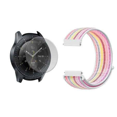 KIT Correa tipo velcro tela suave y Vidrio templado Reloj Smartwatch Samsung Galaxy Watch 42mm