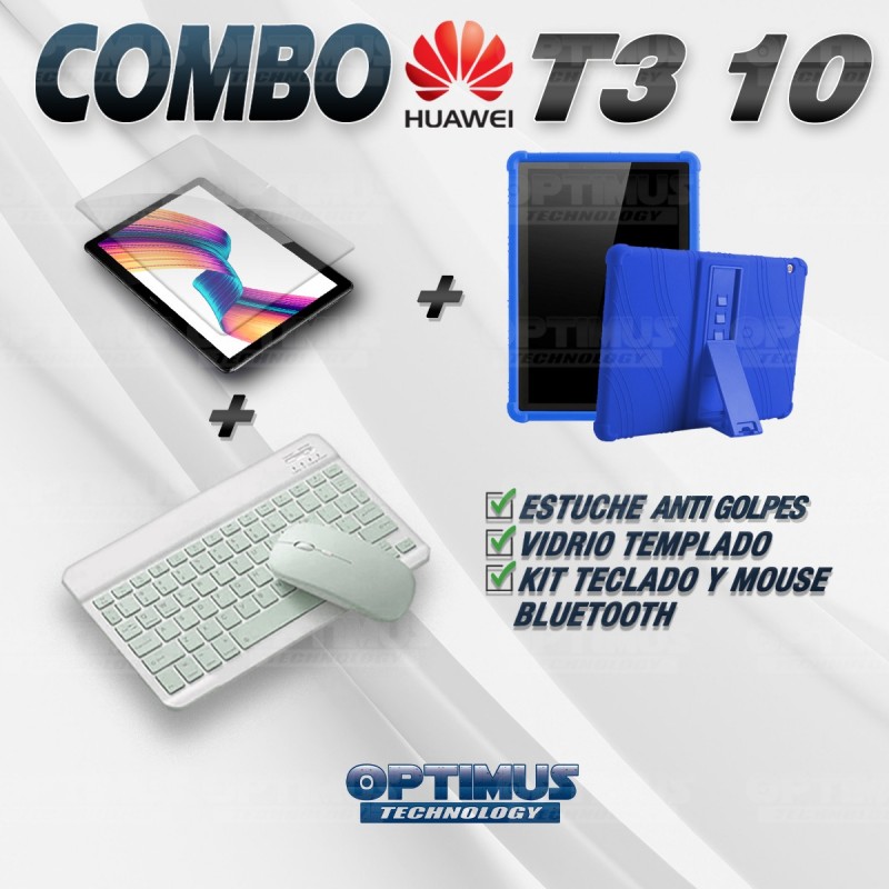 Kit Vidrio templado + Estuche Protector Goma + Teclado y Mouse Ratón Bluetooth para Tablet Huawei T3-10 OPTIMUS TECHNOLOGY™ - 7