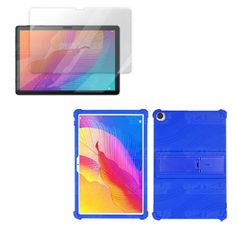 Kit Vidrio templado y Estuche Protector de goma antigolpes con soporte Tablet Huawei matepad T10S OPTIMUS TECHNOLOGY™ - 1