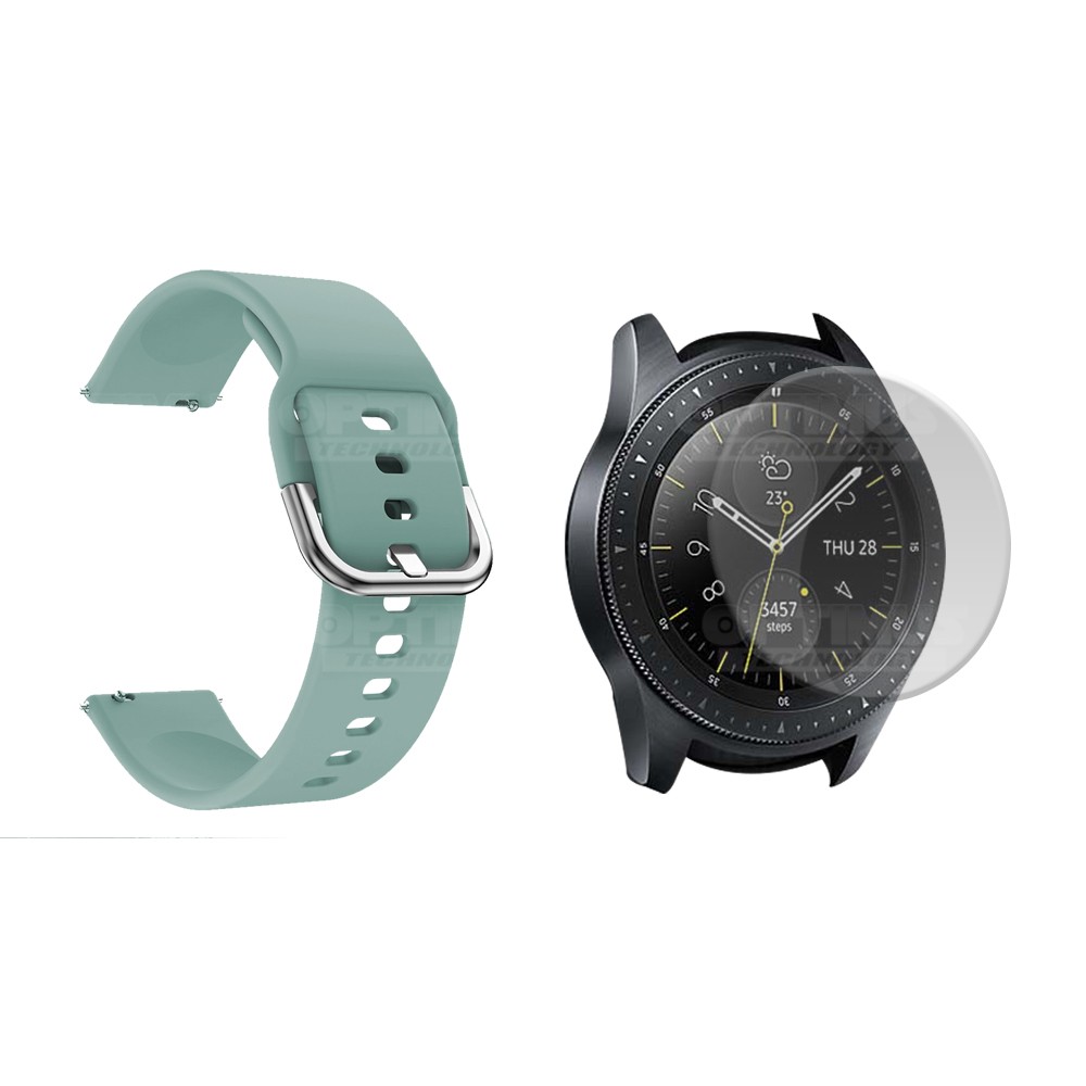 Kit Pulso Banda Y Vidrio Templado Cerámico Protector Para Reloj Huawei Gt2  42mm Color Verde