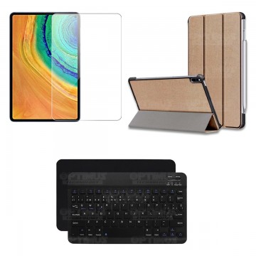 Kit Vidrio templado + Case Forro Protector + Teclado y Mouse Ratón Bluetooth para Tablet Huawei Matepad Pro 10.8 OPTIMUS TECHNOL