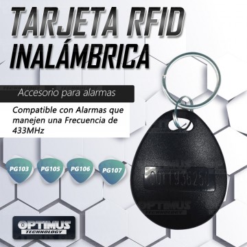 Accesorio para alarma - Tarjeta Llavero RFID inalámbrica para alarmas de frecuencias 433 MHz | OPTIMUS TECHNOLOGY™ | TRJ-RFID |