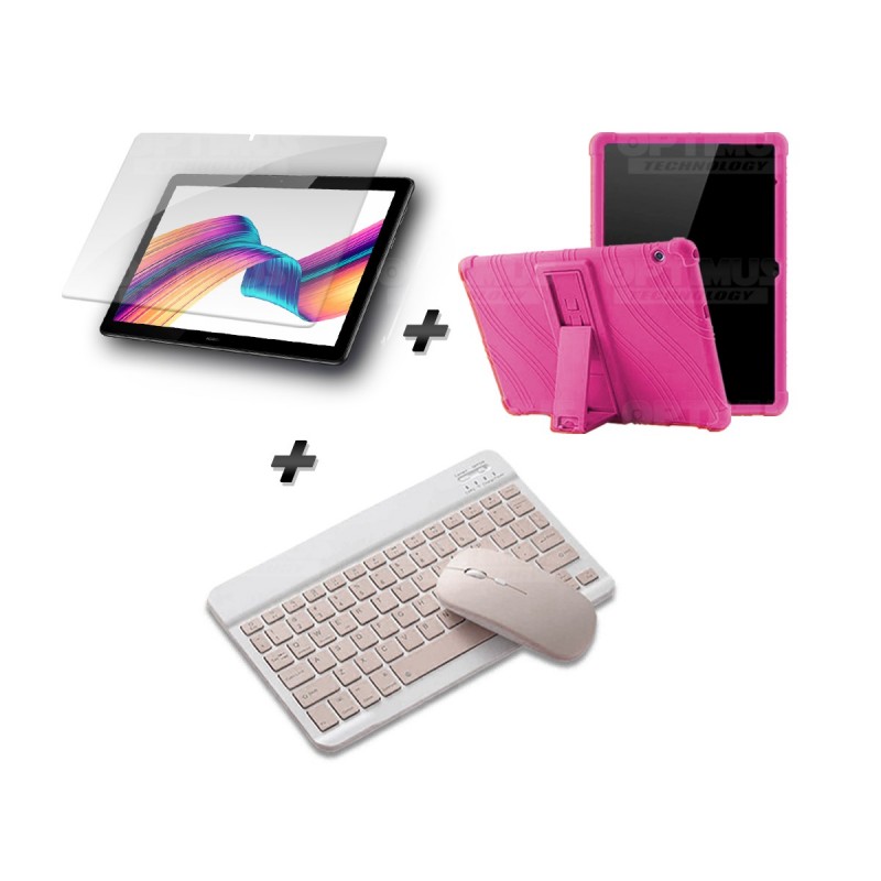 Kit Vidrio templado + Estuche Protector Goma + Teclado y Mouse Ratón Bluetooth para Tablet Huawei T5-10 OPTIMUS TECHNOLOGY™ - 11