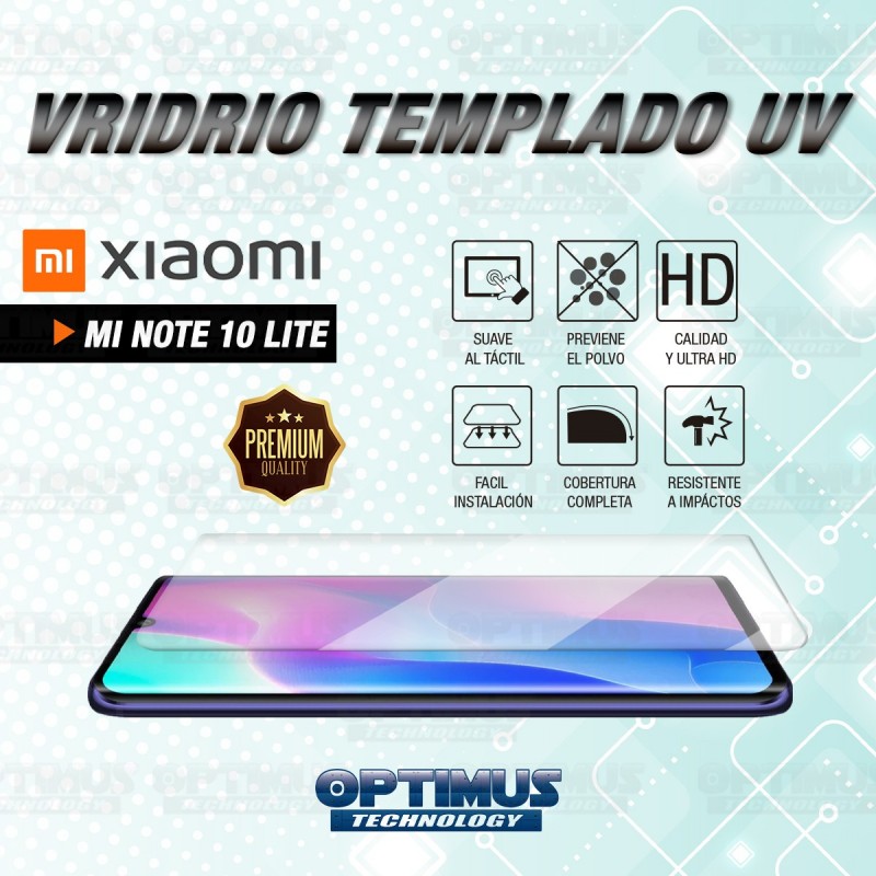 Vidrio templado Protector UV Dispersión Liquida para Xiaomi Mi Note 10 Lite | OPTIMUS TECHNOLOGY™ | VTPUV-XMI-NT-10-LTE |
