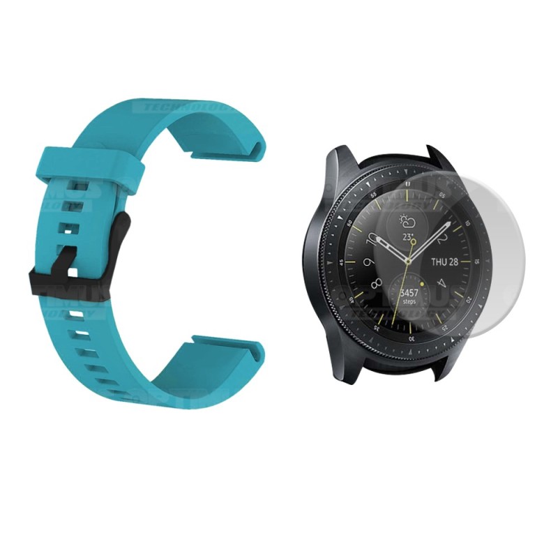 Kit Manilla Correa Y Vidrio Templado Protector Para Reloj Samsung Galaxy Watch 42mm | OPTIMUS TECHNOLOGY™ | CRR-VTP-HP-SS-GW42 |