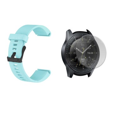 Kit Manilla Correa Y Vidrio Templado Protector Para Reloj Samsung Galaxy Watch 42mm | OPTIMUS TECHNOLOGY™ | CRR-VTP-HP-SS-GW42 |