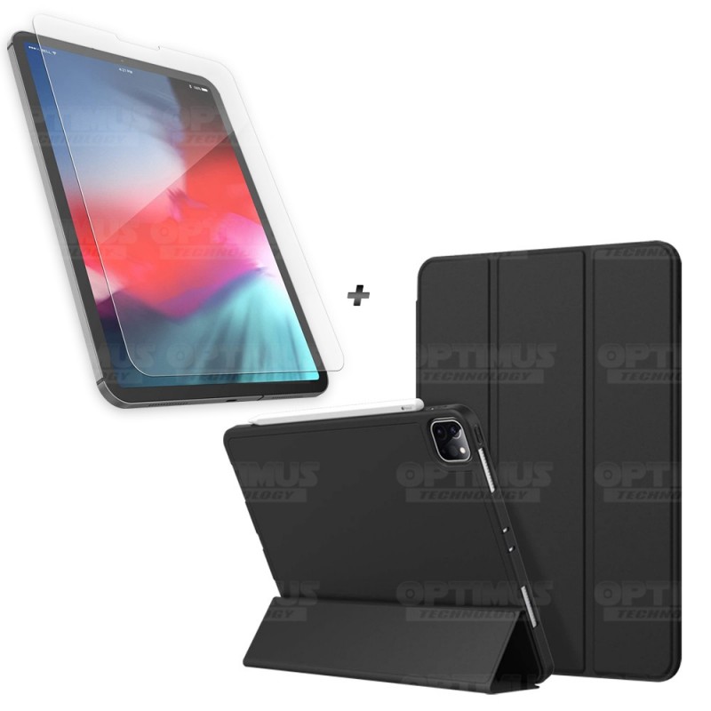 Kit Vidrio Templado Matte Glass Y Estuche Case Protector con portalápiz Tablet iPad Pro 12.9 2019 OPTIMUS TECHNOLOGY™ - 1