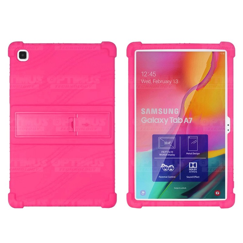 Kit Vidrio templado y Estuche Protector de goma antigolpes con soporte Tablet Samsung Galaxy Tab A7 10.4 2020 T500 - T505 OPTIMU