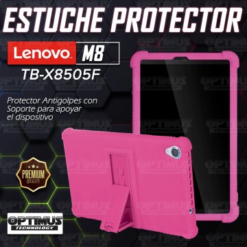 Kit Vidrio templado y Estuche Protector de goma antigolpes con soporte Tablet Lenovo Tab M8 8505x / x8505f OPTIMUS TECHNOLOGY™ -