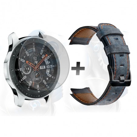 Manilla Correa De Cuero Y Vidrio Smartwatch Samsung Galaxy Watch 46mm