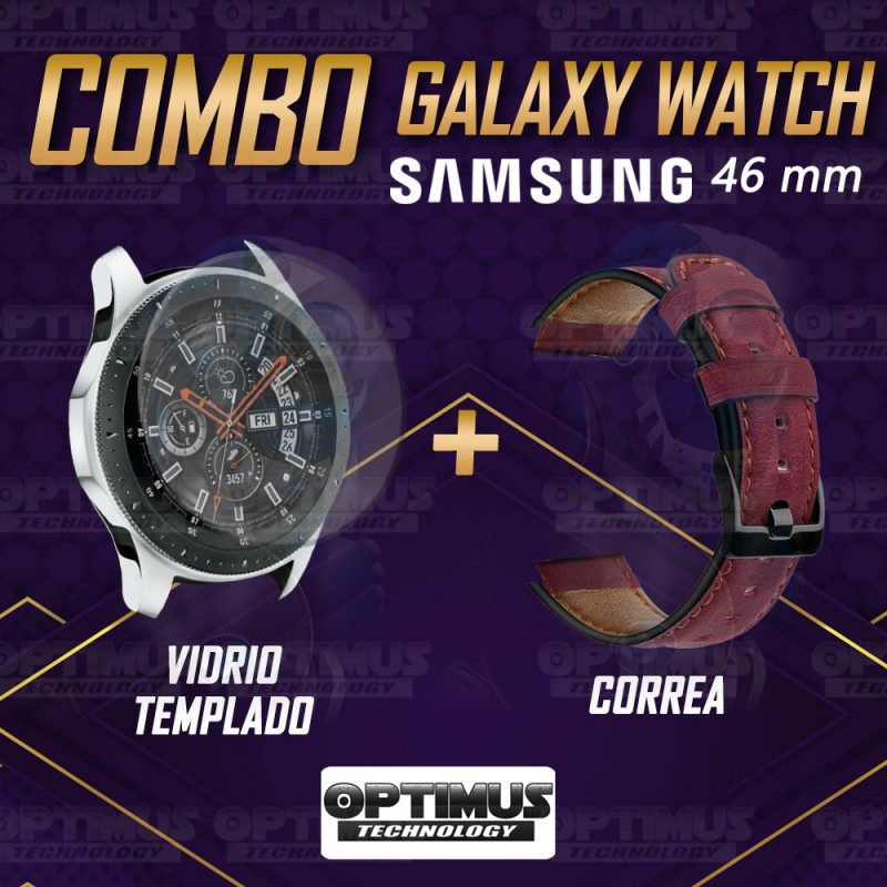 Manilla Correa De Cuero Y Vidrio Smartwatch Samsung Galaxy Watch 46mm | OPTIMUS TECHNOLOGY™ | CRR-CR-VTP-GX-WCH-46 |