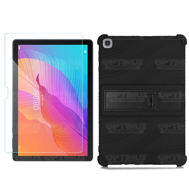Kit Vidrio templado y Estuche Protector de goma antigolpes con soporte Tablet Huawei matepad T10 OPTIMUS TECHNOLOGY™ - 6