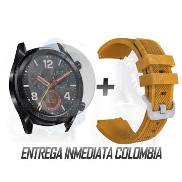 Kit Correa Pulso Manilla de Goma Y Vidrio Templado Huawei Gt 46mm | OPTIMUS TECHNOLOGY™ | CRRY-VTP-HW-GT-46 |