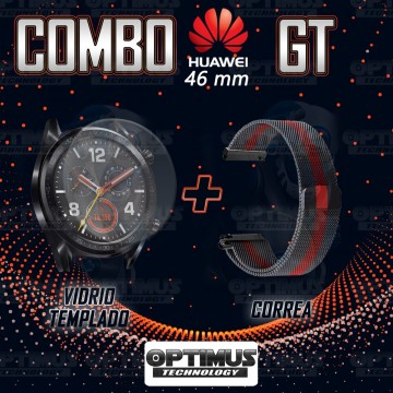 Kit Manilla Pulso Correa Magnética de color Y Vidrio Templado Huawei GT 46mm | OPTIMUS TECHNOLOGY™ | CRR-MG-VTP-HW-GT-46 |