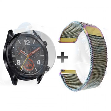 Kit Manilla Pulso Correa Magnética de color Y Vidrio Templado Huawei GT 46mm | OPTIMUS TECHNOLOGY™ | CRR-MG-VTP-HW-GT-46 |