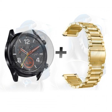 Vidrio Templado Y Correa De Metal Smartwatch Reloj Inteligente Huawei GT 46mm | OPTIMUS TECHNOLOGY™ | CRR-MT-VTP-HW-GT-46 |