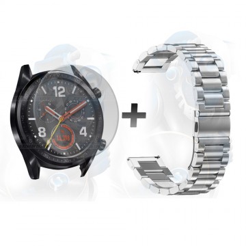 Vidrio Templado Y Correa De Metal Smartwatch Reloj Inteligente Huawei GT 46mm | OPTIMUS TECHNOLOGY™ | CRR-MT-VTP-HW-GT-46 |