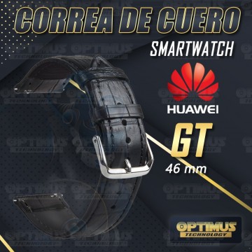 Pulso Banda Correa De Cuero Negro Smartwatch Huawei GT 46mm | OPTIMUS TECHNOLOGY™ | CRR-CRON-GT-46 |
