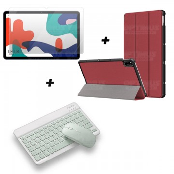 Kit Vidrio templado + Case Forro Protector + Teclado y Mouse Ratón Bluetooth para Tablet Huawei Matepad 10.4 OPTIMUS TECHNOLOGY™
