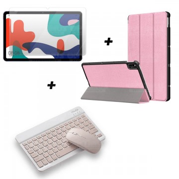 Kit Vidrio templado + Case Forro Protector + Teclado y Mouse Ratón Bluetooth para Tablet Huawei Matepad 10.4 OPTIMUS TECHNOLOGY™