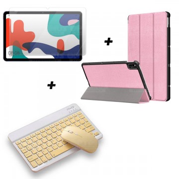 Kit Vidrio templado + Case Forro Protector + Teclado y Mouse Ratón Bluetooth para Tablet Huawei Matepad 10.4 OPTIMUS TECHNOLOGY™