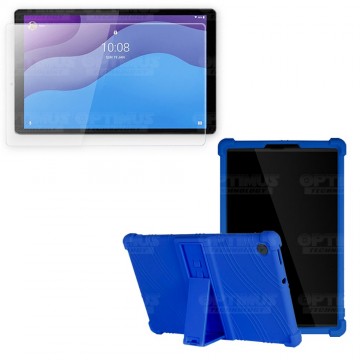 Kit Vidrio templado + Estuche Protector Goma + Teclado y Mouse Ratón Bluetooth para Tablet Lenovo M10 HD TB-X306 OPTIMUS TECHNOL