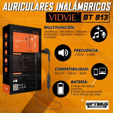 Audífonos Auriculares inalámbricos Vidvie BT 813 Bluetooth Con Micrófono Para Celular y Computador PC OPTIMUS TECHNOLOGY™ - 3