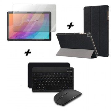 Kit Vidrio templado + Case Forro Protector + Teclado y Mouse Ratón Bluetooth para Tablet Huawei Matepad T10S OPTIMUS TECHNOLOGY™