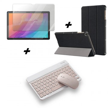 Kit Vidrio templado + Case Forro Protector + Teclado y Mouse Ratón Bluetooth para Tablet Huawei Matepad T10S OPTIMUS TECHNOLOGY™
