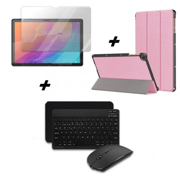 Kit Vidrio templado + Case Forro Protector + Teclado y Mouse Ratón Bluetooth para Tablet Huawei Matepad T10S OPTIMUS TECHNOLOGY™