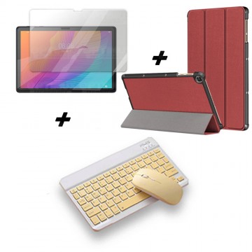 Kit Vidrio templado + Case Forro Protector + Teclado y Mouse Ratón Bluetooth para Tablet Huawei Matepad T10S OPTIMUS TECHNOLOGY™