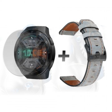 Buff Film Screen Protector Y Correa de cuero Smartwatch Reloj Inteligente Huawei Gt2E | OPTIMUS TECHNOLOGY™ | CRRC-BFF-HW-GT2E |
