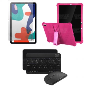 Kit Vidrio templado + Estuche Protector Goma + Teclado y Mouse Ratón Bluetooth para Tablet Huawei matepad 10.4 OPTIMUS TECHNOLOG