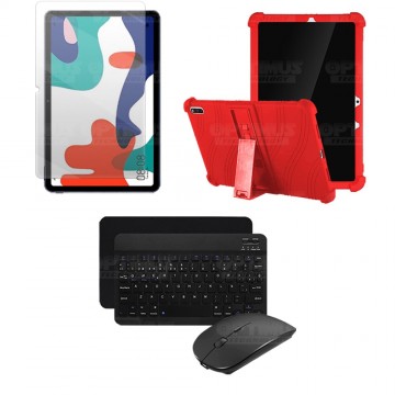 Kit Vidrio templado + Estuche Protector Goma + Teclado y Mouse Ratón Bluetooth para Tablet Huawei matepad 10.4 OPTIMUS TECHNOLOG
